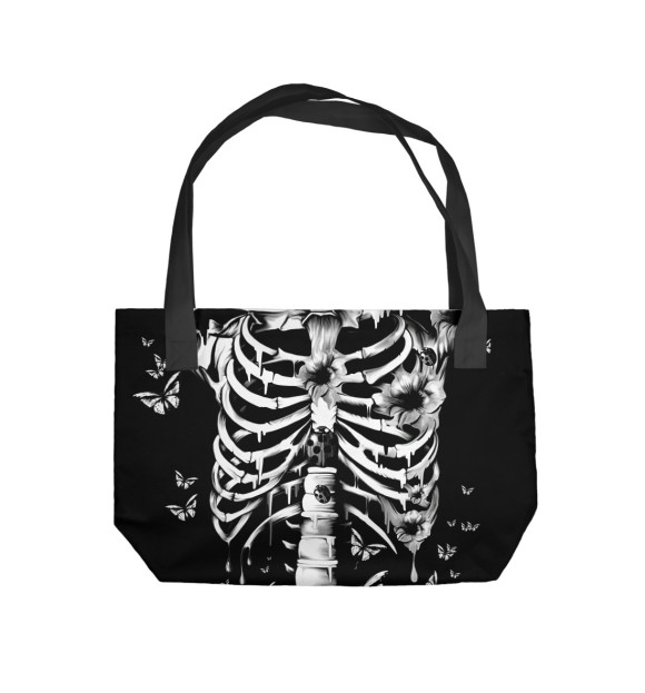 Пляжная сумка с притом Floral Skeleton цвета  Пляжная сумка с изображением Floral Skeleton цвета