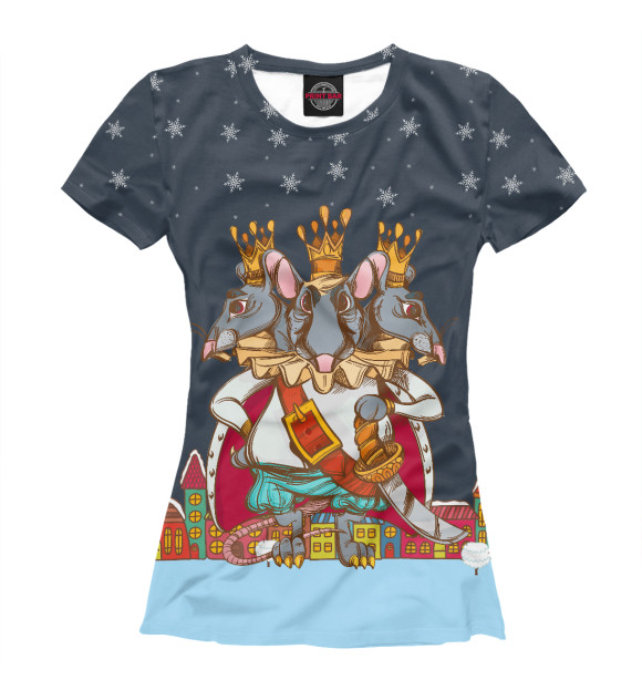 Женская футболка с изображением Мышиный король цвета Белый