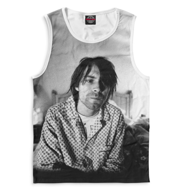 Мужская майка с притом Kurt Cobain цвета Белый Мужская майка с изображением Kurt Cobain цвета Белый