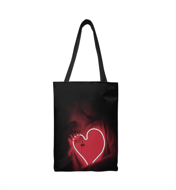 Сумка-шоппер с изображением Девушка с неоновым сердцем цвета 