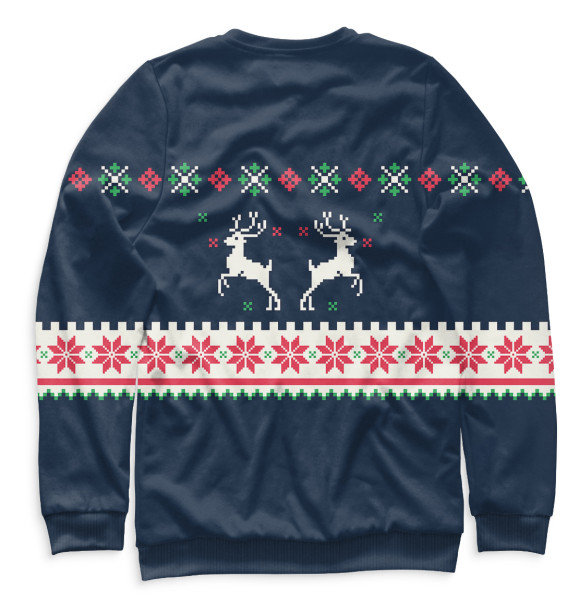 Мужской свитшот с изображением Свитер с оленями цвета Белый