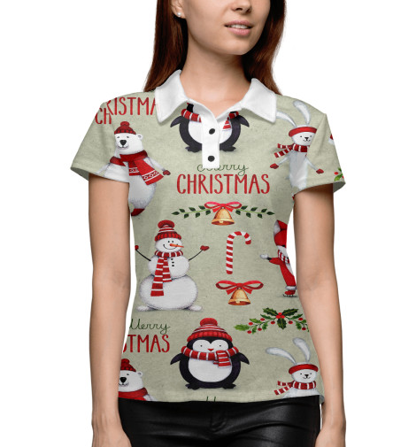 

Поло Print Bar, Белый, Christmas