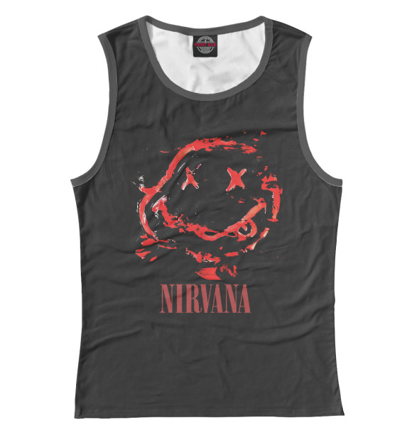 Женская майка с притом Nirvana цвета Белый Женская майка с изображением Nirvana цвета Белый