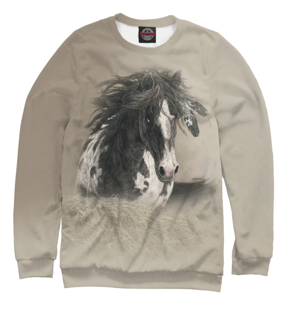 Свитшот для девочек с изображением Horse the Beauty цвета Белый
