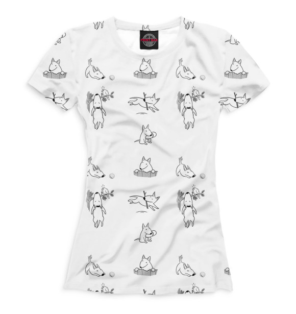 Футболка для девочек с изображением Бультерьер цвета Белый