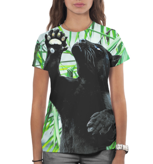 Женская футболка с изображением Чёрная пантера цвета Белый