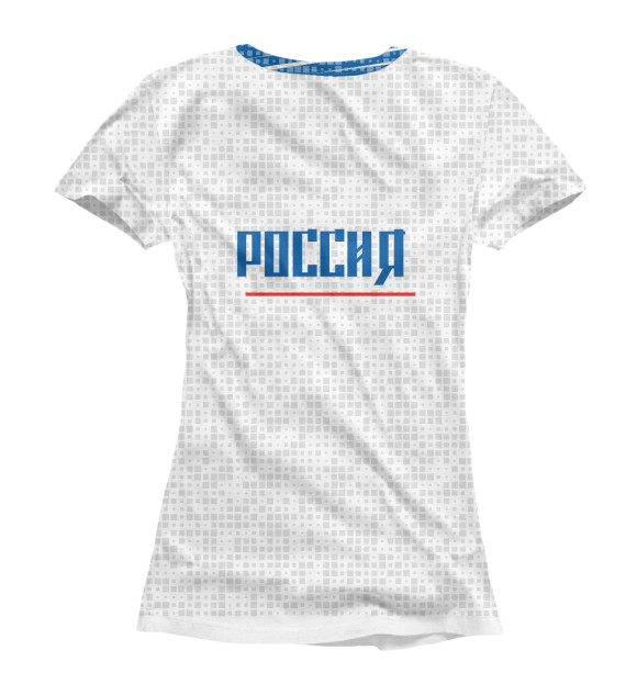 Женская футболка с изображением Форма сборной России с гербом цвета Белый