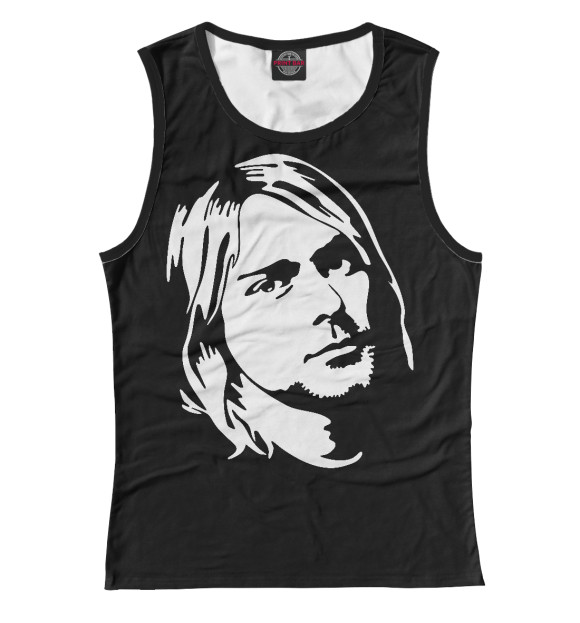 Женская майка с притом Kurt Cobain цвета Белый Женская майка с изображением Kurt Cobain цвета Белый