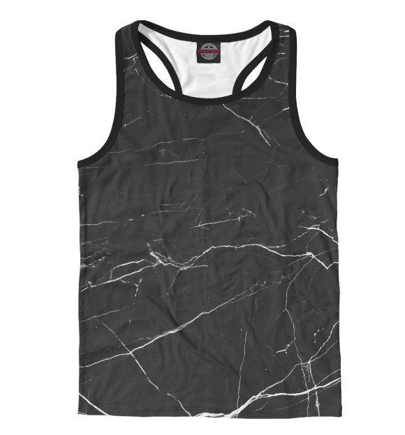 Мужская майка-борцовка с изображением Черный мрамор цвета Белый