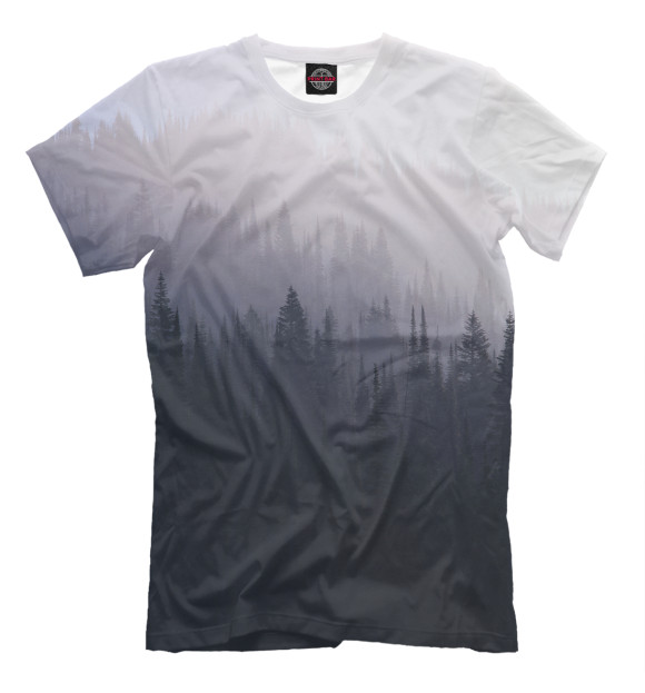 Мужская футболка с изображением Тёмный лес цвета Молочно-белый