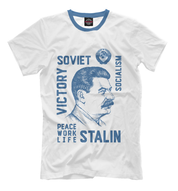 Мужская футболка с изображением Сталин цвета Молочно-белый