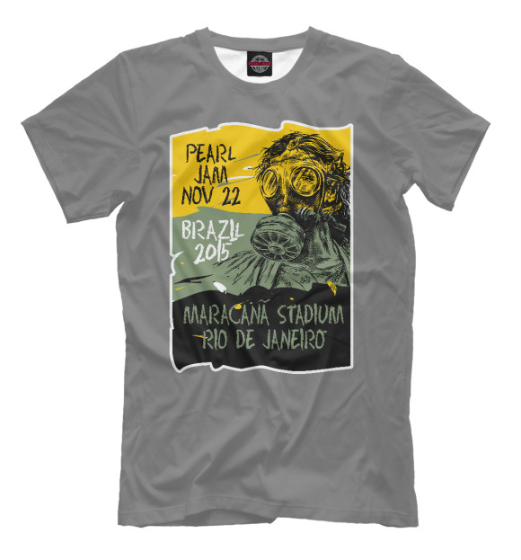 Мужская футболка с изображением Pearl Jam цвета Серый