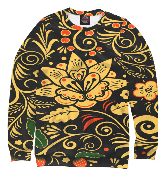 Свитшот для мальчиков с изображением Хохлома цвета Белый