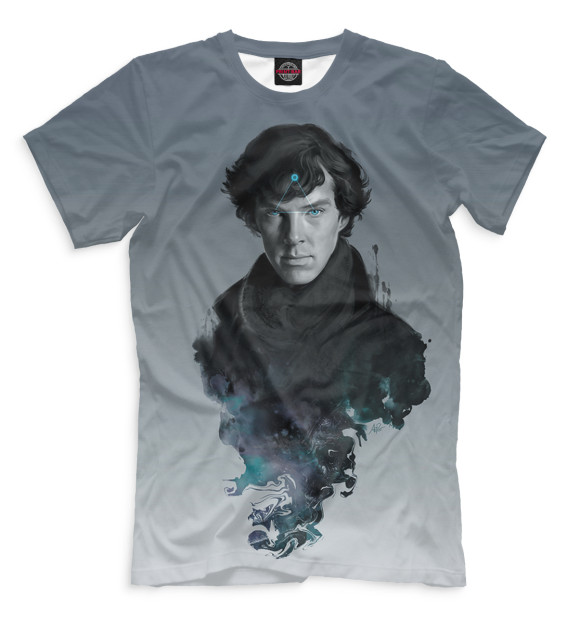 Мужская футболка с изображением Шерлок цвета Серый