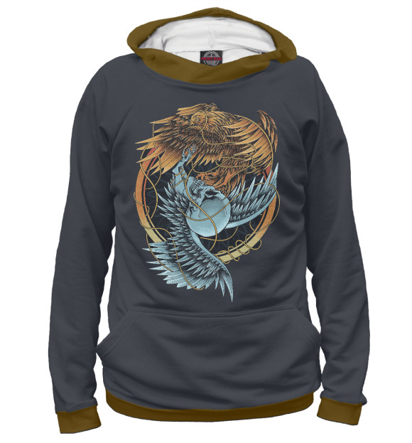 Женское худи с изображением Raven and Owl цвета Белый