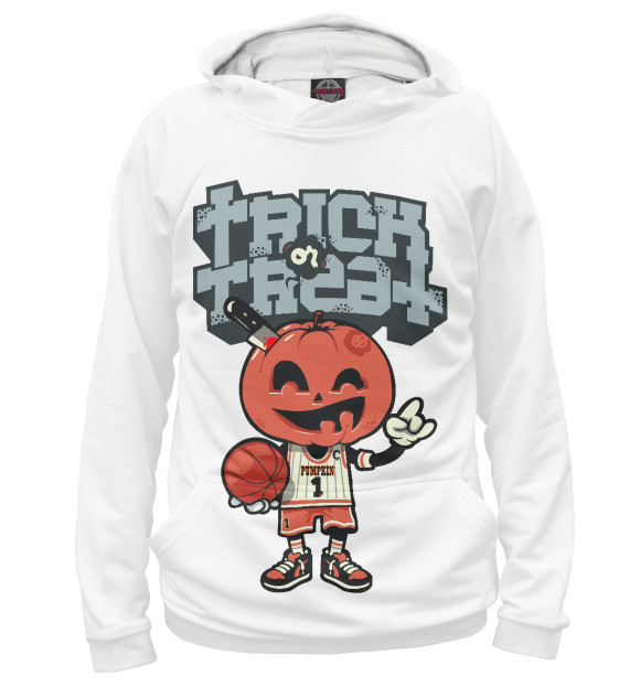 Женское худи с изображением Trick or Treat цвета Белый