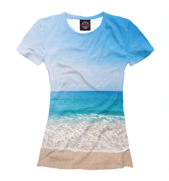 Женская футболка с изображением Фантастический пляж цвета Белый