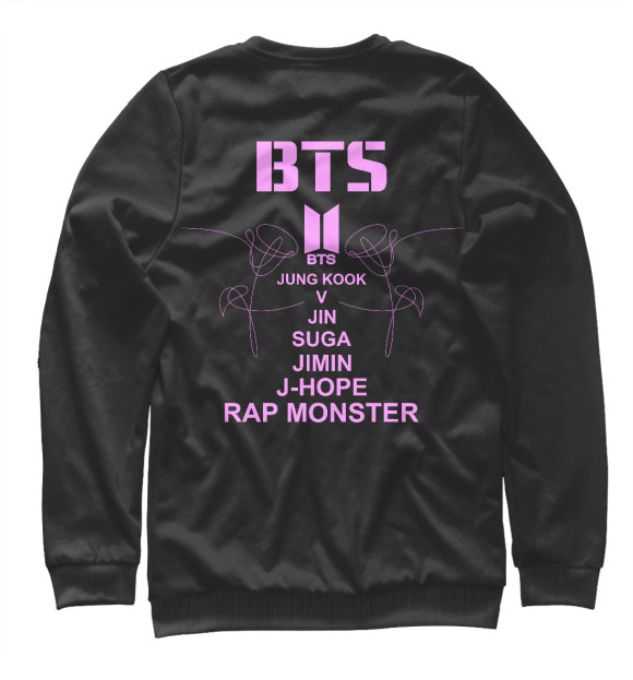 Женский свитшот с изображением BTS (двухсторонняя) цвета Белый