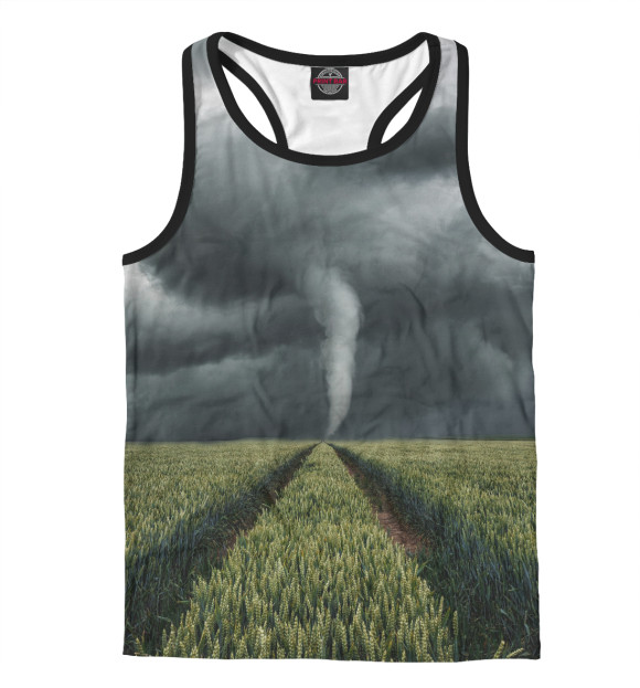 Мужская майка-борцовка с изображением Ураган в поле цвета Белый