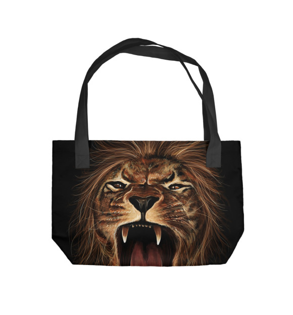 Пляжная сумка с притом Львиный рык цвета  Пляжная сумка с изображением Львиный рык цвета