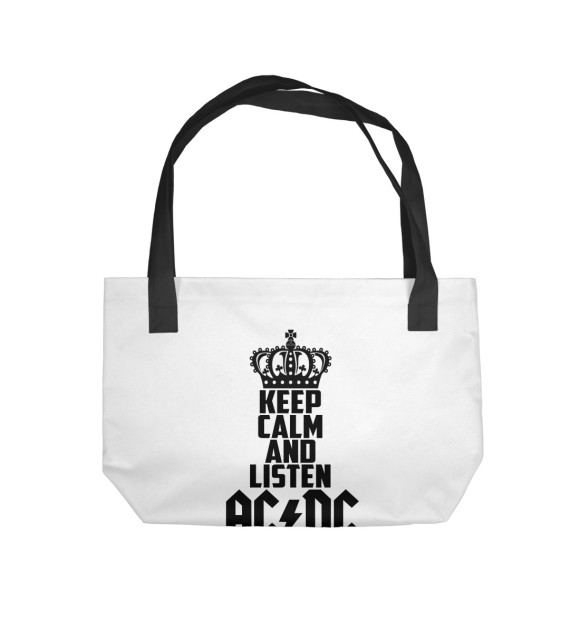 Пляжная сумка с изображением Keep calm and listen AC DC цвета 