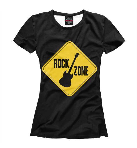Женская футболка с притом Rock Zone цвета Белый Женская футболка с изображением Rock Zone цвета Белый