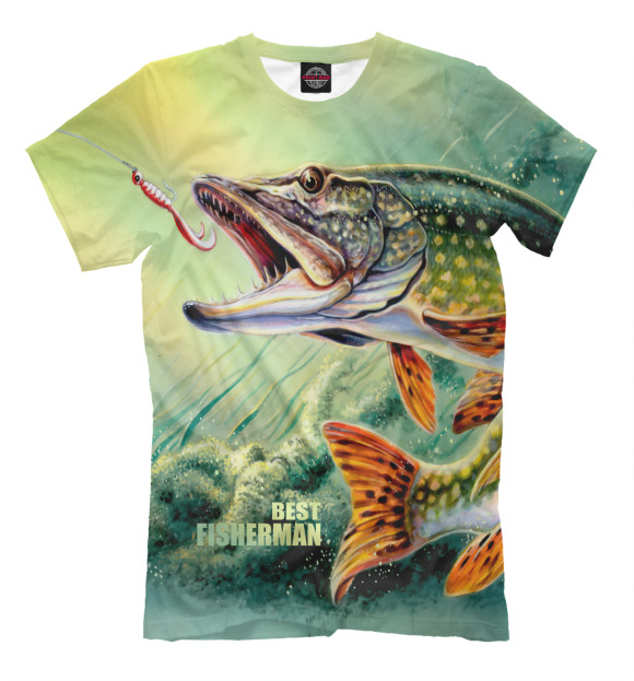 Мужская футболка с изображением Best fishermen цвета Молочно-белый