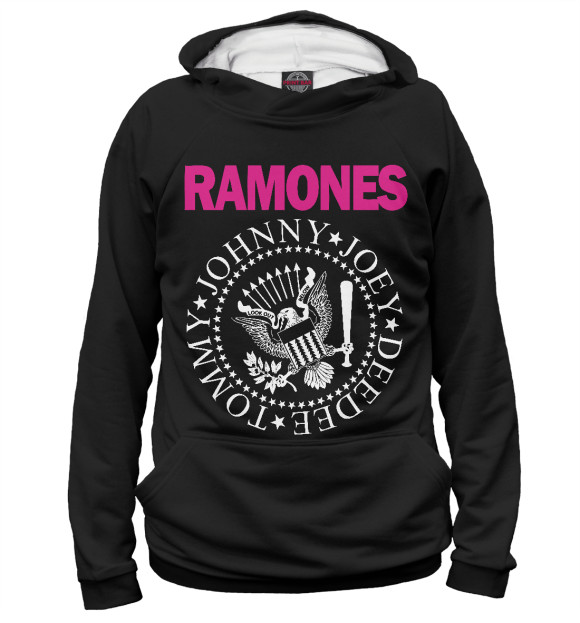 Мужское худи с изображением Ramones pink цвета Белый