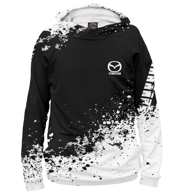 Мужское худи с изображением Mazda abstract sport uniform цвета Белый