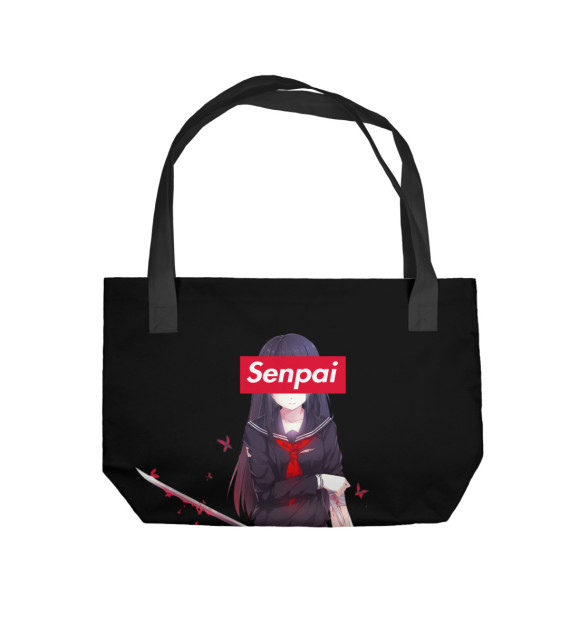 Пляжная сумка с изображением Senpai цвета 