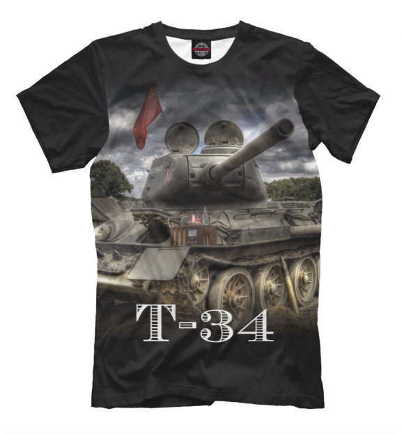 Мужская футболка с изображением Т-34 цвета Черный