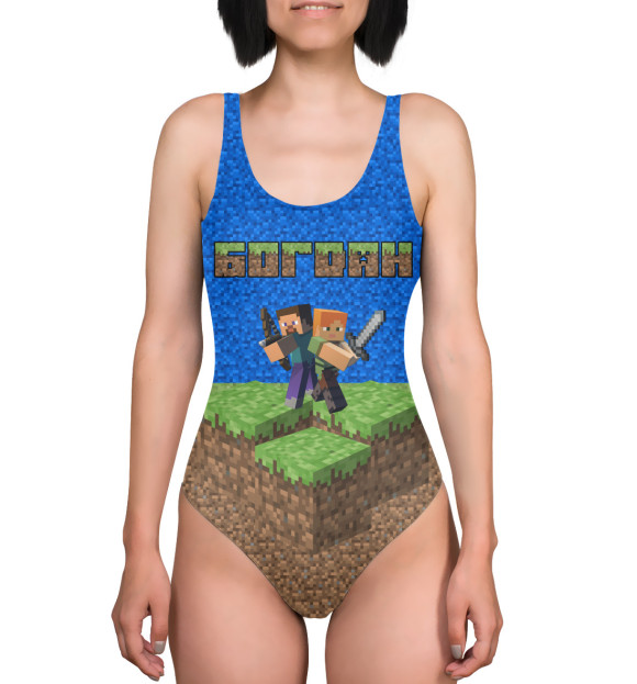 Купальник-боди с изображением БОГДАН-MINECRAFT цвета 