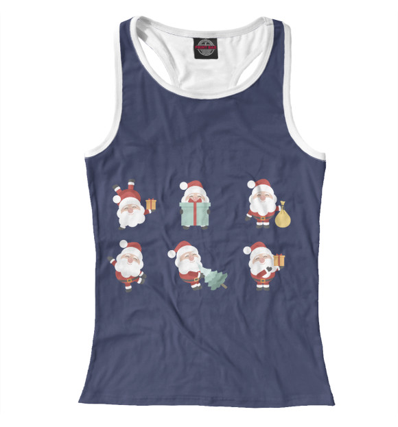 Женская майка-борцовка с изображением Санты Клаусы цвета Белый