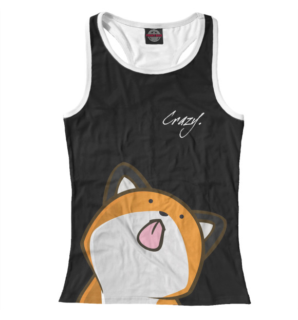 Женская майка-борцовка с изображением Crazy Fox цвета Белый