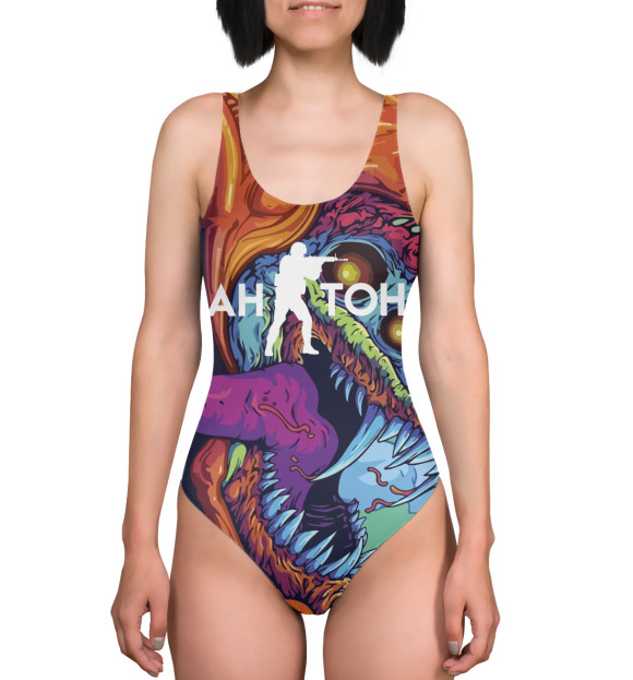 Купальник-боди с изображением АНТОН Counter Strike цвета 