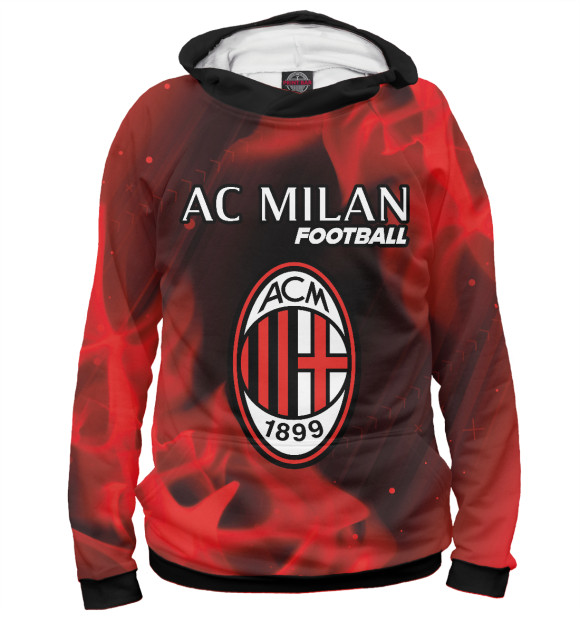 Женское худи с изображением Милан | Football цвета Белый