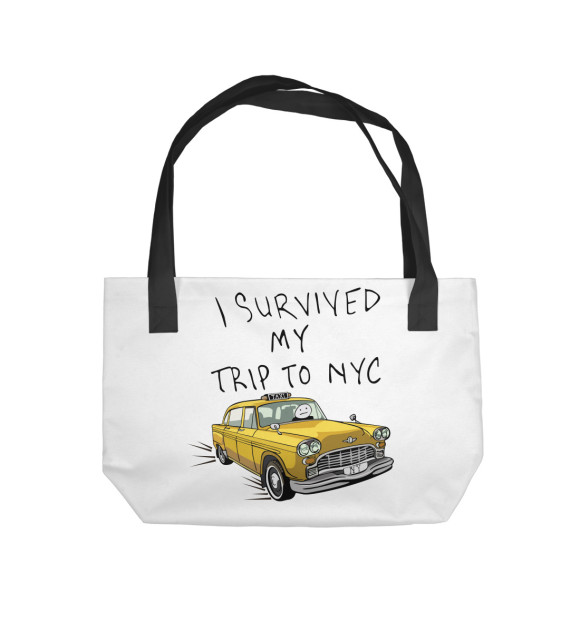 Пляжная сумка с изображением I survived my trip to NY city цвета 