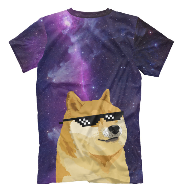 Мужская футболка с изображением Doge мем deal with it космос (с двух сторон) цвета Белый