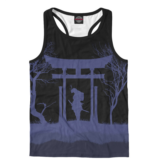 Мужская майка-борцовка с изображением Самурай цвета Белый