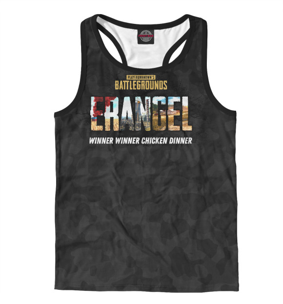 Мужская майка-борцовка с изображением PUBG: Erangel цвета Белый