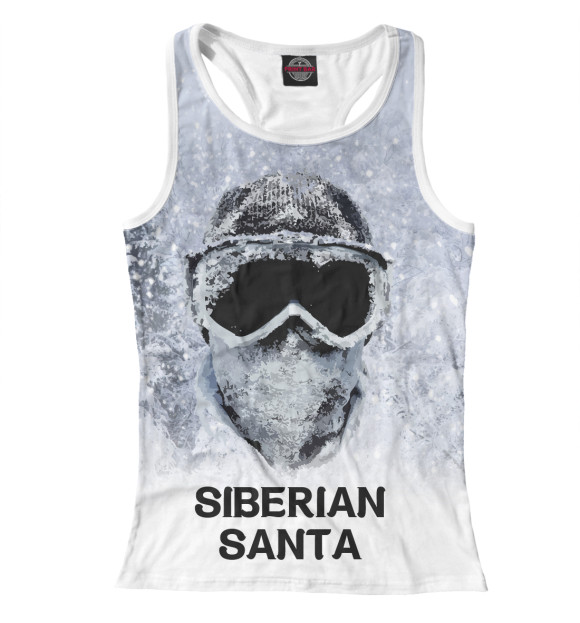 Женская майка-борцовка с изображением Сибирский Санта цвета Белый