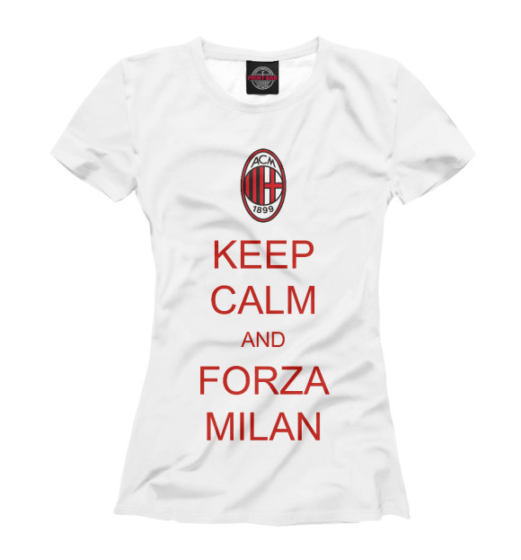 Женская футболка с изображением Forza Milan цвета Белый