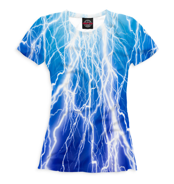 Женская футболка с притом Молния цвета Белый Женская футболка с изображением Молния цвета Белый