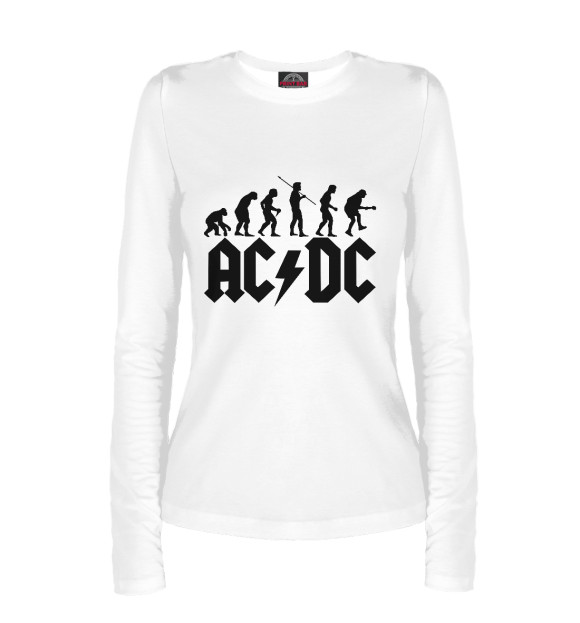 Женский лонгслив с изображением AC/DC цвета Белый