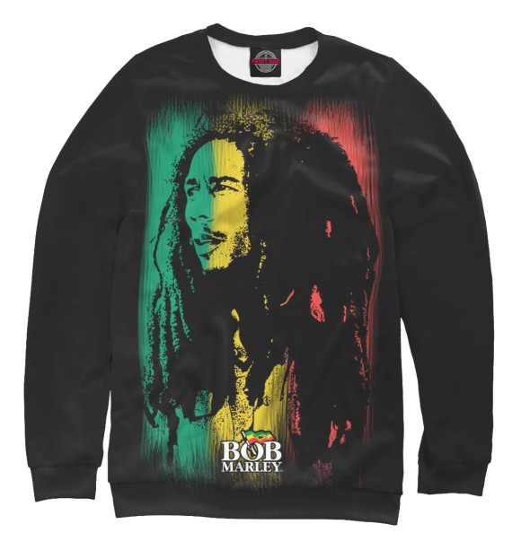 Мужской свитшот с изображением Bob Marley цвета Белый