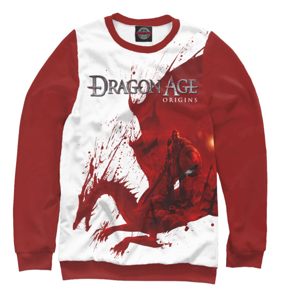 Женский свитшот с изображением Dragon Age Origins цвета Белый