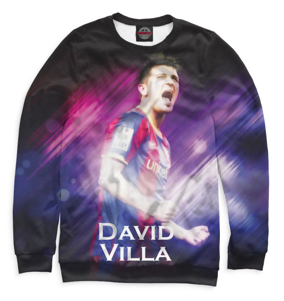 Свитшот для мальчиков с изображением Давид Вилья цвета Белый