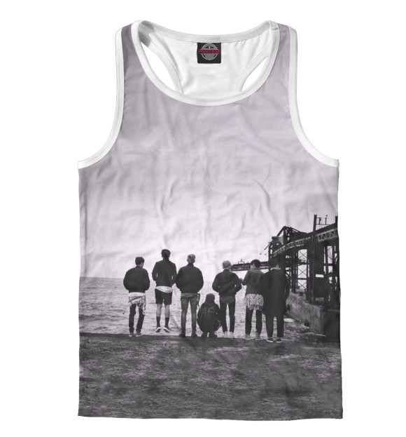 Мужская майка-борцовка с изображением BTS цвета Белый