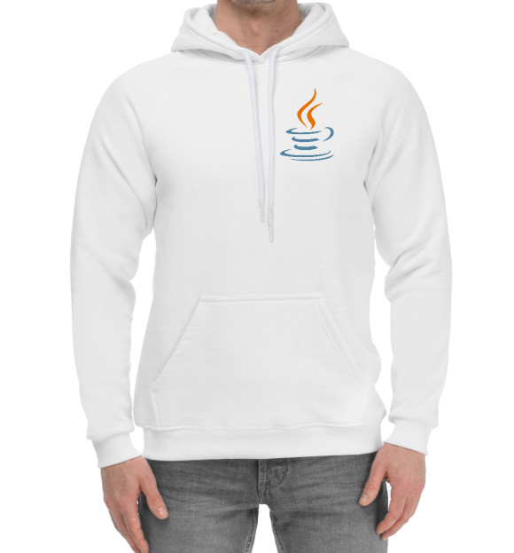 Мужской хлопковый худи с изображением Java Logo цвета Белый