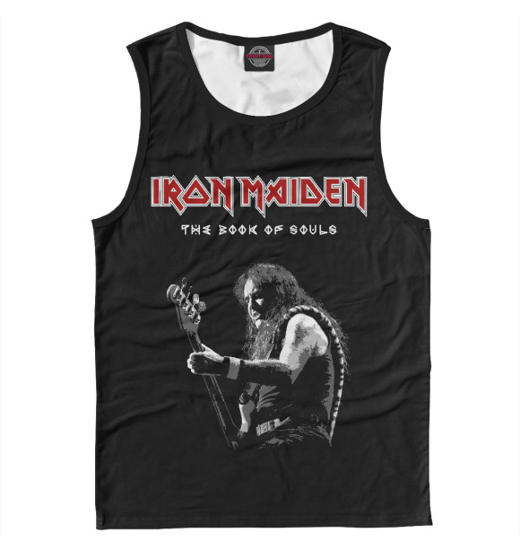 Майка для мальчика с притом Iron Maiden (Стив Харрис) цвета Белый Майка для мальчика с изображением Iron Maiden (Стив Харрис) цвета Белый